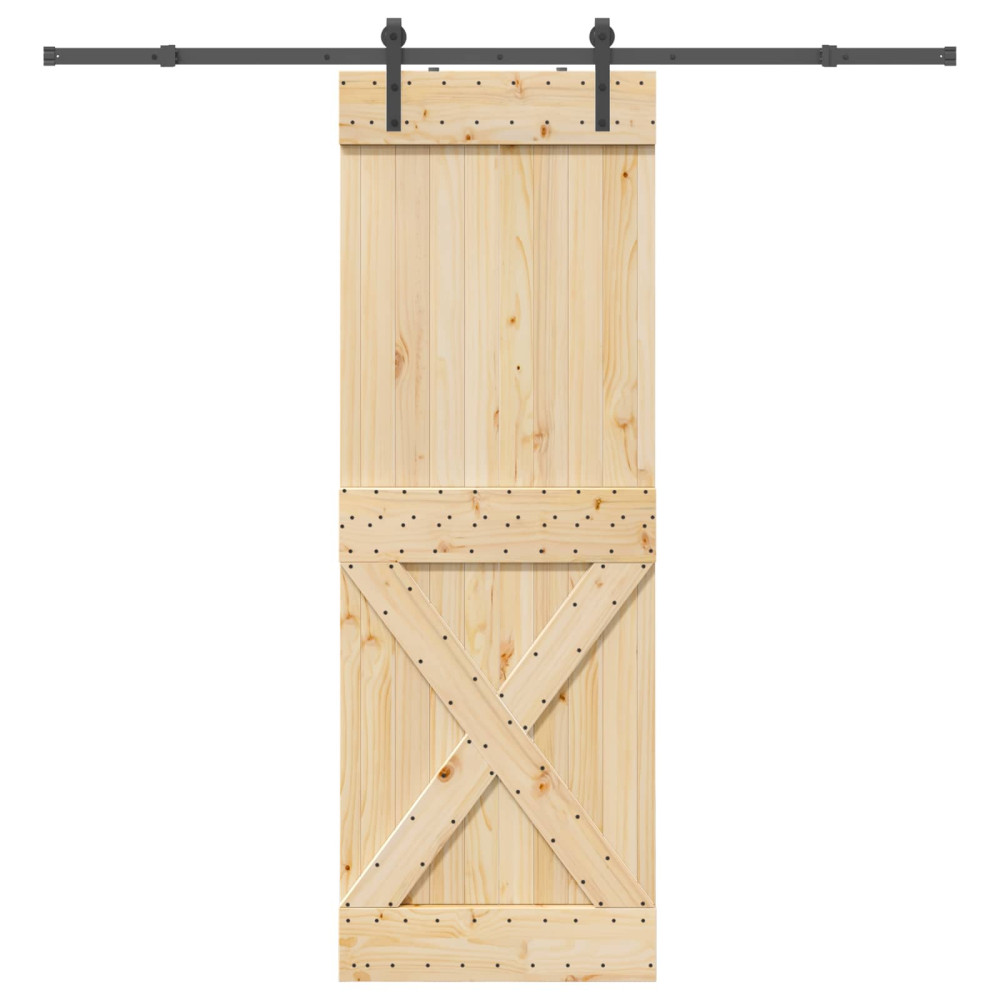 Produktbild för Skjutdörr NARVIK Naturlig och svart 80 x 210 cm (213,5 cm)