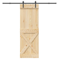 Produktbild för Skjutdörr NARVIK Naturlig och svart 80 x 210 cm (213,5 cm)
