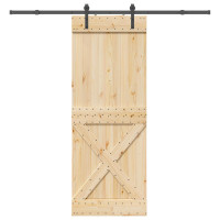 Produktbild för Skjutdörr NARVIK Naturlig och svart 85 x 210 cm (213,5 cm)