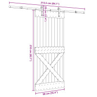 Produktbild för Skjutdörr NARVIK Naturlig och svart 90 x 210 cm (213,5 cm)