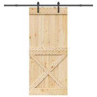 Produktbild för Skjutdörr NARVIK Naturlig och svart 100 x 210 cm (213,5 cm)