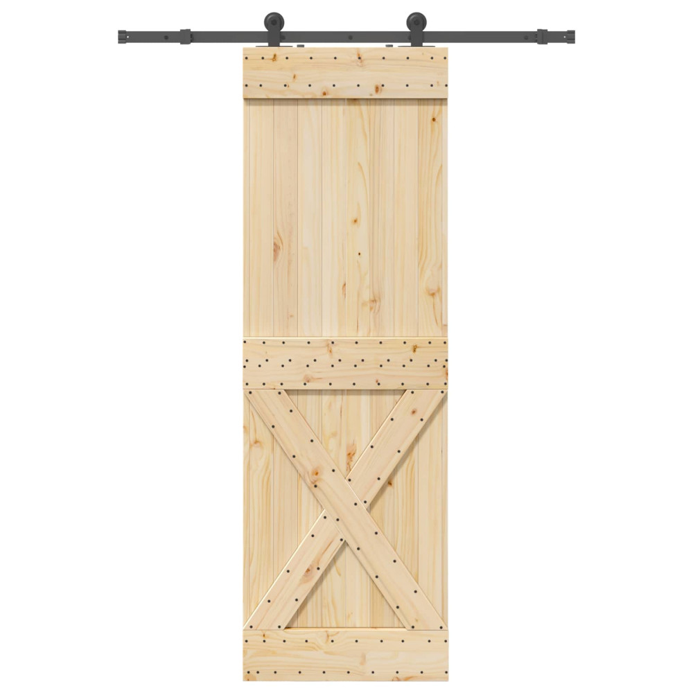 Produktbild för Skjutdörr NARVIK Naturlig och svart 70 x 210 cm (152,5 cm)