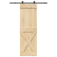Produktbild för Skjutdörr NARVIK Naturlig och svart 70 x 210 cm (152,5 cm)