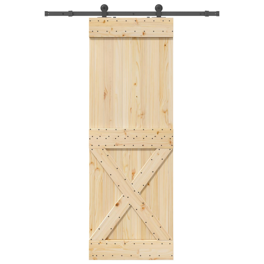 Produktbild för Skjutdörr NARVIK Naturlig och svart 80 x 210 cm (152,5 cm)
