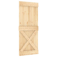 Produktbild för Skjutdörr NARVIK Naturlig och svart 85 x 210 cm (152,5 cm)