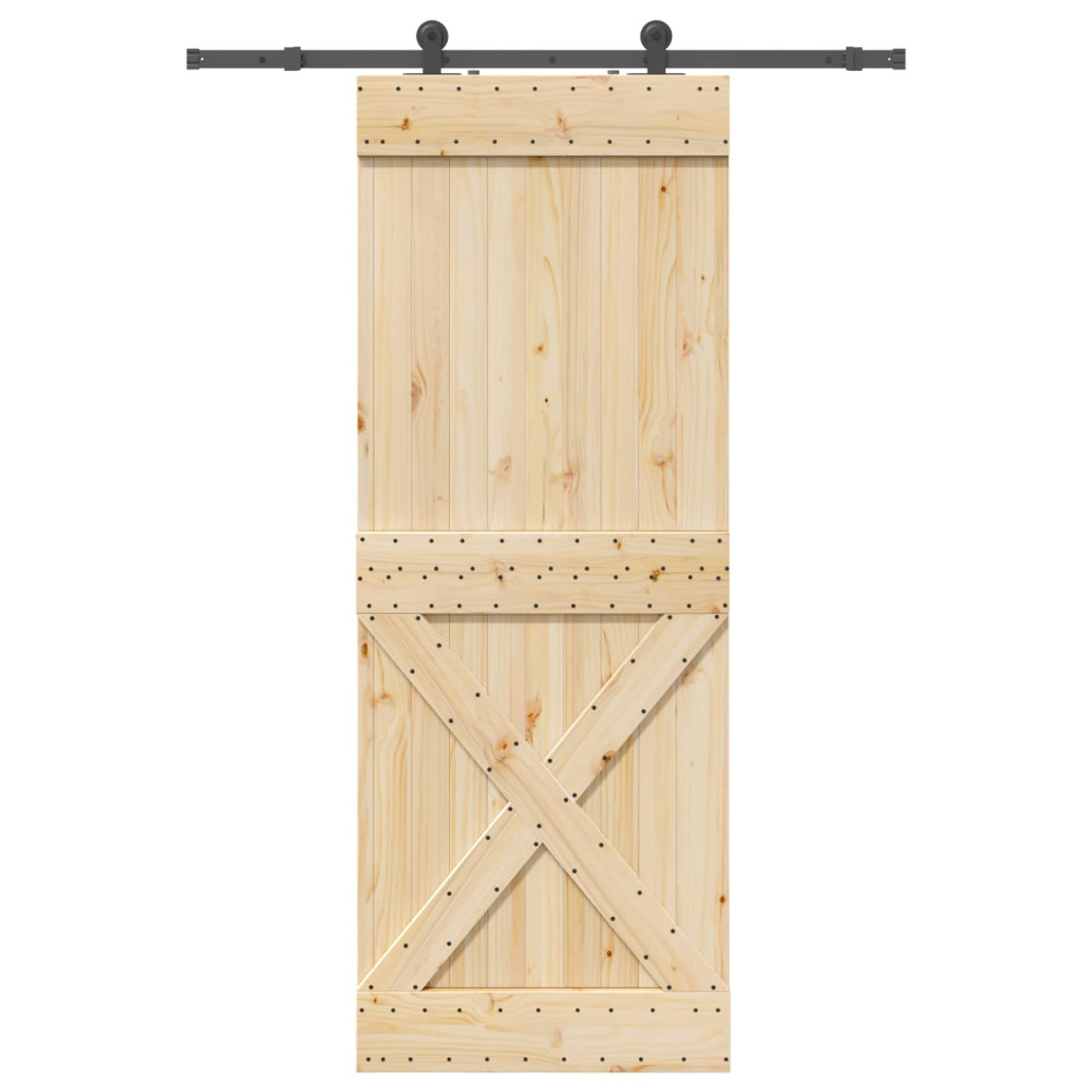 Produktbild för Skjutdörr NARVIK Naturlig och svart 85 x 210 cm (152,5 cm)
