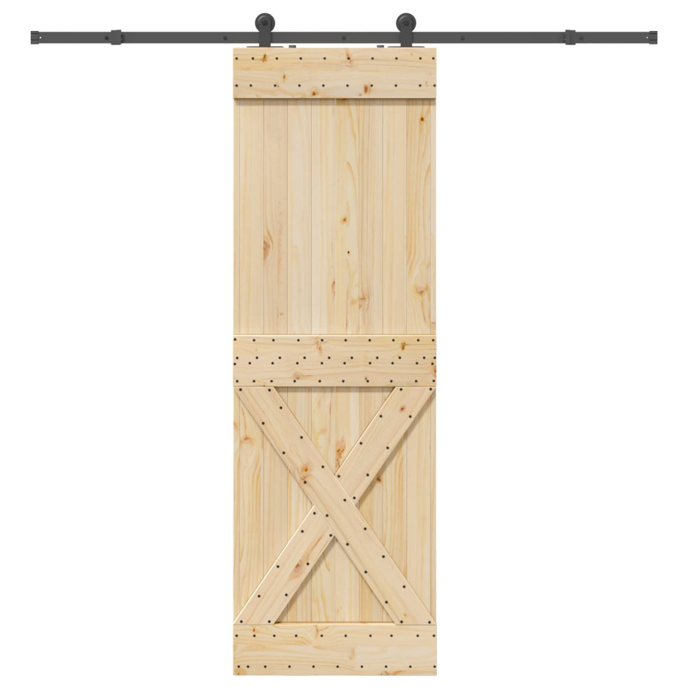Produktbild för Skjutdörr NARVIK Naturlig och svart 70 x 210 cm (213,5 cm)