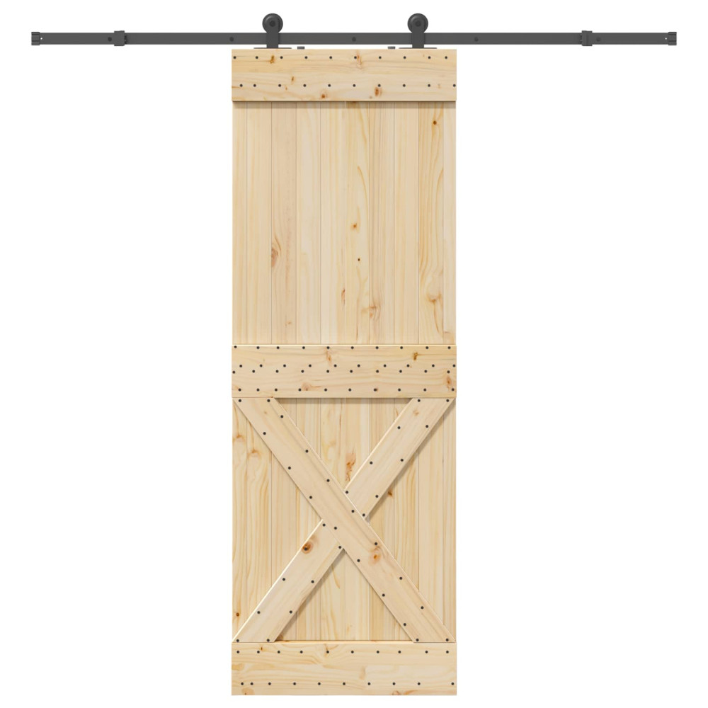 Produktbild för Skjutdörr NARVIK Naturlig och svart 80 x 210 cm (213,5 cm)