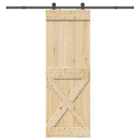 Produktbild för Skjutdörr NARVIK Naturlig och svart 80 x 210 cm (213,5 cm)