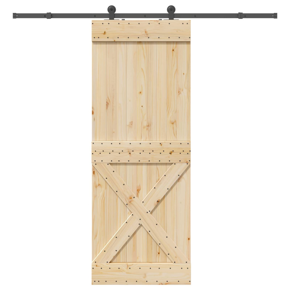 Produktbild för Skjutdörr NARVIK Naturlig och svart 85 x 210 cm (213,5 cm)