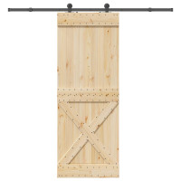 Produktbild för Skjutdörr NARVIK Naturlig och svart 85 x 210 cm (213,5 cm)