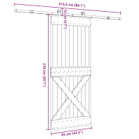 Produktbild för Skjutdörr NARVIK Naturlig och svart 85 x 210 cm (213,5 cm)