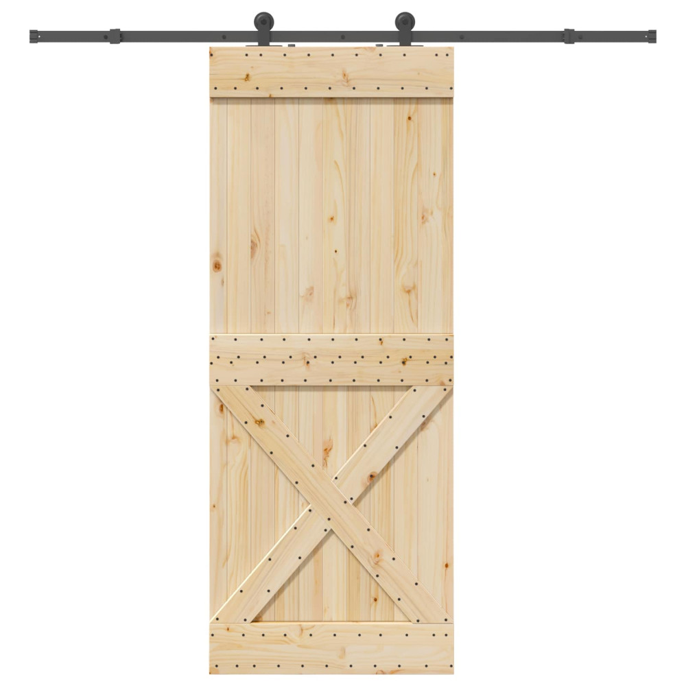 Produktbild för Skjutdörr NARVIK Naturlig och svart 90 x 210 cm (213,5 cm)