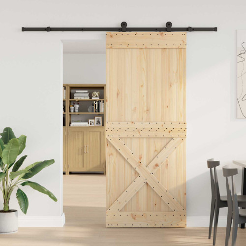 vidaXL Skjutdörr NARVIK Naturlig och svart 95 x 210 cm (213,5 cm)