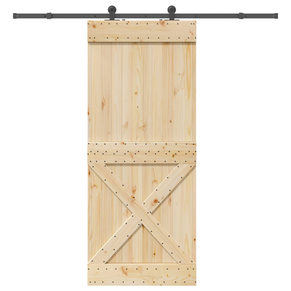 Produktbild för Skjutdörr NARVIK Naturlig och svart 95 x 210 cm (213,5 cm)