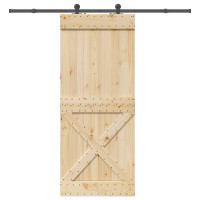 Produktbild för Skjutdörr NARVIK Naturlig och svart 95 x 210 cm (213,5 cm)