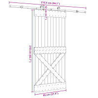 Produktbild för Skjutdörr NARVIK Naturlig och svart 95 x 210 cm (213,5 cm)