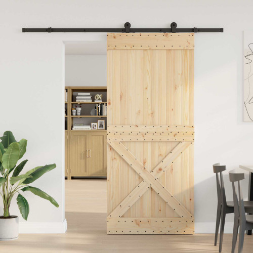 vidaXL Skjutdörr NARVIK Naturlig och svart 100 x 210 cm (213,5 cm)