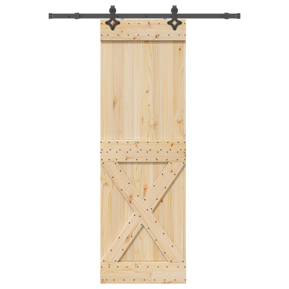 Produktbild för Skjutdörr NARVIK Naturlig och svart 70 x 210 cm (152,5 cm)