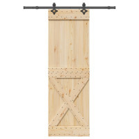 Produktbild för Skjutdörr NARVIK Naturlig och svart 70 x 210 cm (152,5 cm)