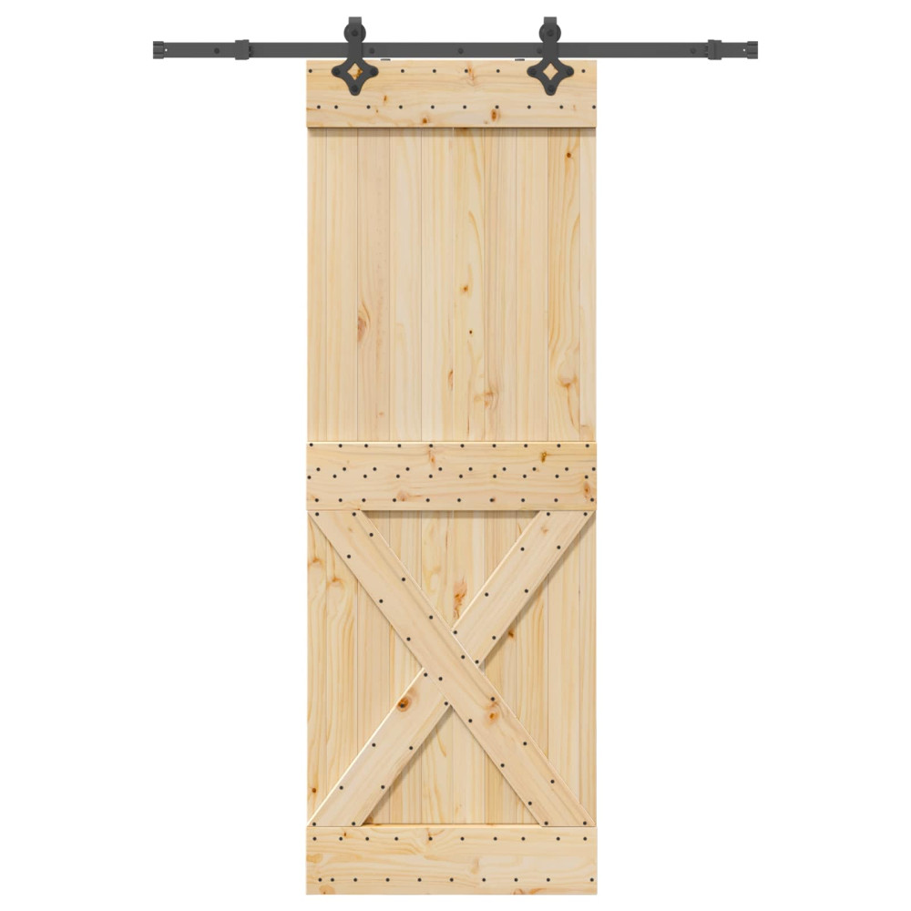 Produktbild för Skjutdörr NARVIK Naturlig och svart 80 x 210 cm (152,5 cm)