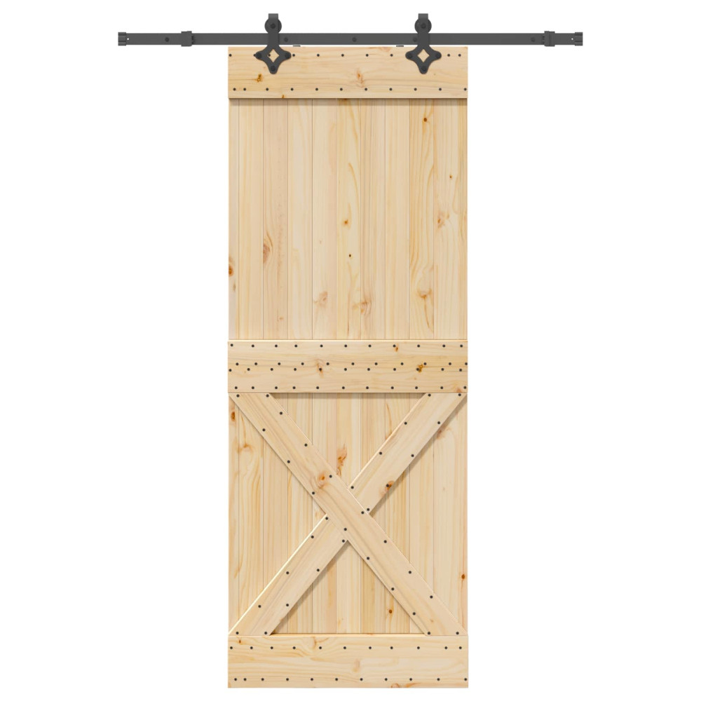 Produktbild för Skjutdörr NARVIK Naturlig och svart 85 x 210 cm (152,5 cm)