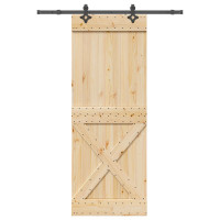 Produktbild för Skjutdörr NARVIK Naturlig och svart 85 x 210 cm (152,5 cm)