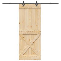 Produktbild för Skjutdörr NARVIK Naturlig och svart 90 x 210 cm (213,5 cm)