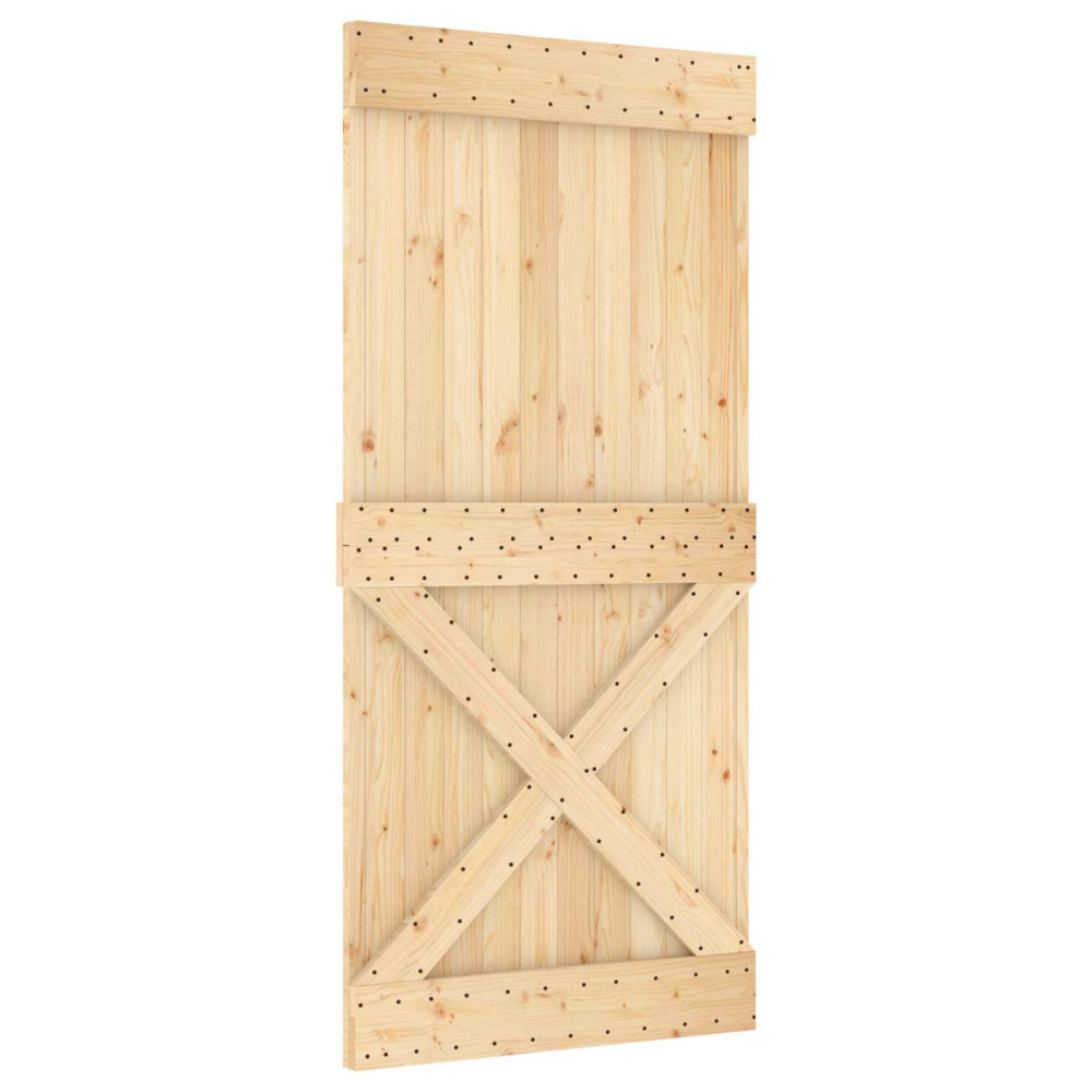 Produktbild för Skjutdörr NARVIK Naturlig och svart 95 x 210 cm (213,5 cm)