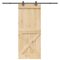 Produktbild för Skjutdörr NARVIK Naturlig och svart 95 x 210 cm (213,5 cm)