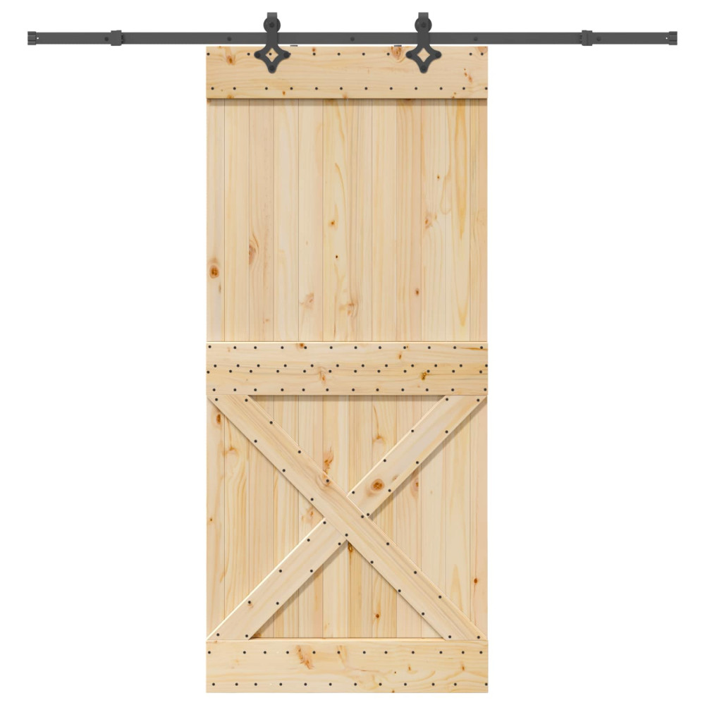 Produktbild för Skjutdörr NARVIK Naturlig och svart 100 x 210 cm (213,5 cm)