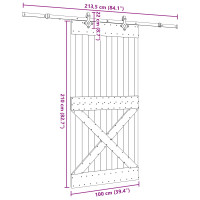 Produktbild för Skjutdörr NARVIK Naturlig och svart 100 x 210 cm (213,5 cm)