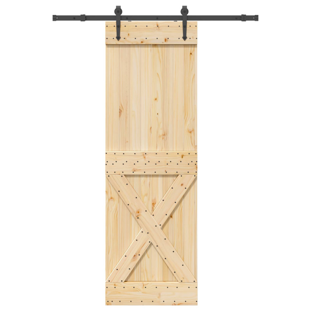 Produktbild för Skjutdörr NARVIK Naturlig och svart 70 x 210 cm (152,5 cm)