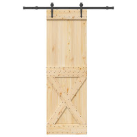 Produktbild för Skjutdörr NARVIK Naturlig och svart 70 x 210 cm (152,5 cm)