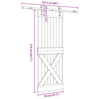 Produktbild för Skjutdörr NARVIK Naturlig och svart 70 x 210 cm (152,5 cm)