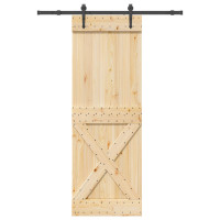 Produktbild för Skjutdörr NARVIK Naturlig och svart 80 x 210 cm (152,5 cm)