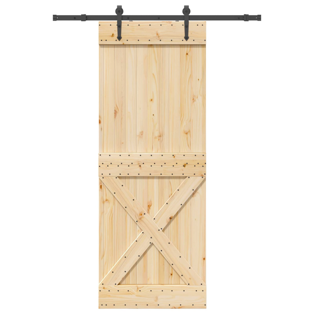 Produktbild för Skjutdörr NARVIK Naturlig och svart 85 x 210 cm (152,5 cm)