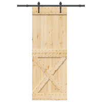 Produktbild för Skjutdörr NARVIK Naturlig och svart 85 x 210 cm (152,5 cm)