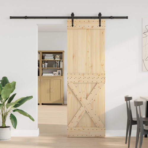vidaXL Skjutdörr NARVIK Naturlig och svart 70 x 210 cm (213,5 cm)