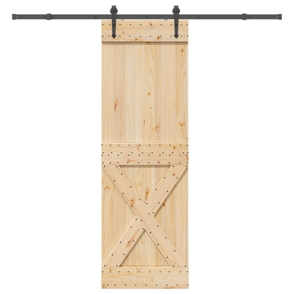 Produktbild för Skjutdörr NARVIK Naturlig och svart 70 x 210 cm (213,5 cm)