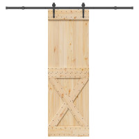 Produktbild för Skjutdörr NARVIK Naturlig och svart 70 x 210 cm (213,5 cm)