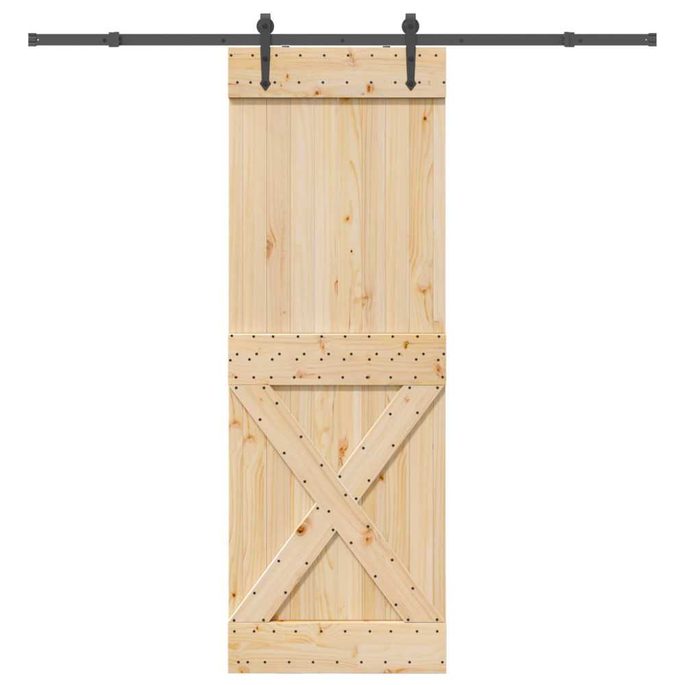 Produktbild för Skjutdörr NARVIK Naturlig och svart 80 x 210 cm (213,5 cm)