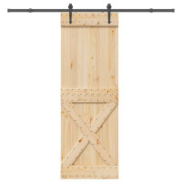 Produktbild för Skjutdörr NARVIK Naturlig och svart 80 x 210 cm (213,5 cm)
