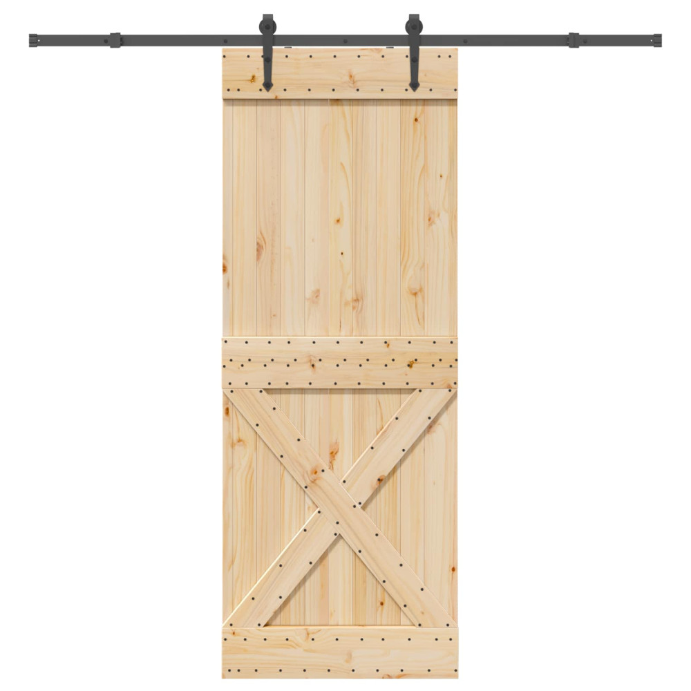 Produktbild för Skjutdörr NARVIK Naturlig och svart 85 x 210 cm (213,5 cm)