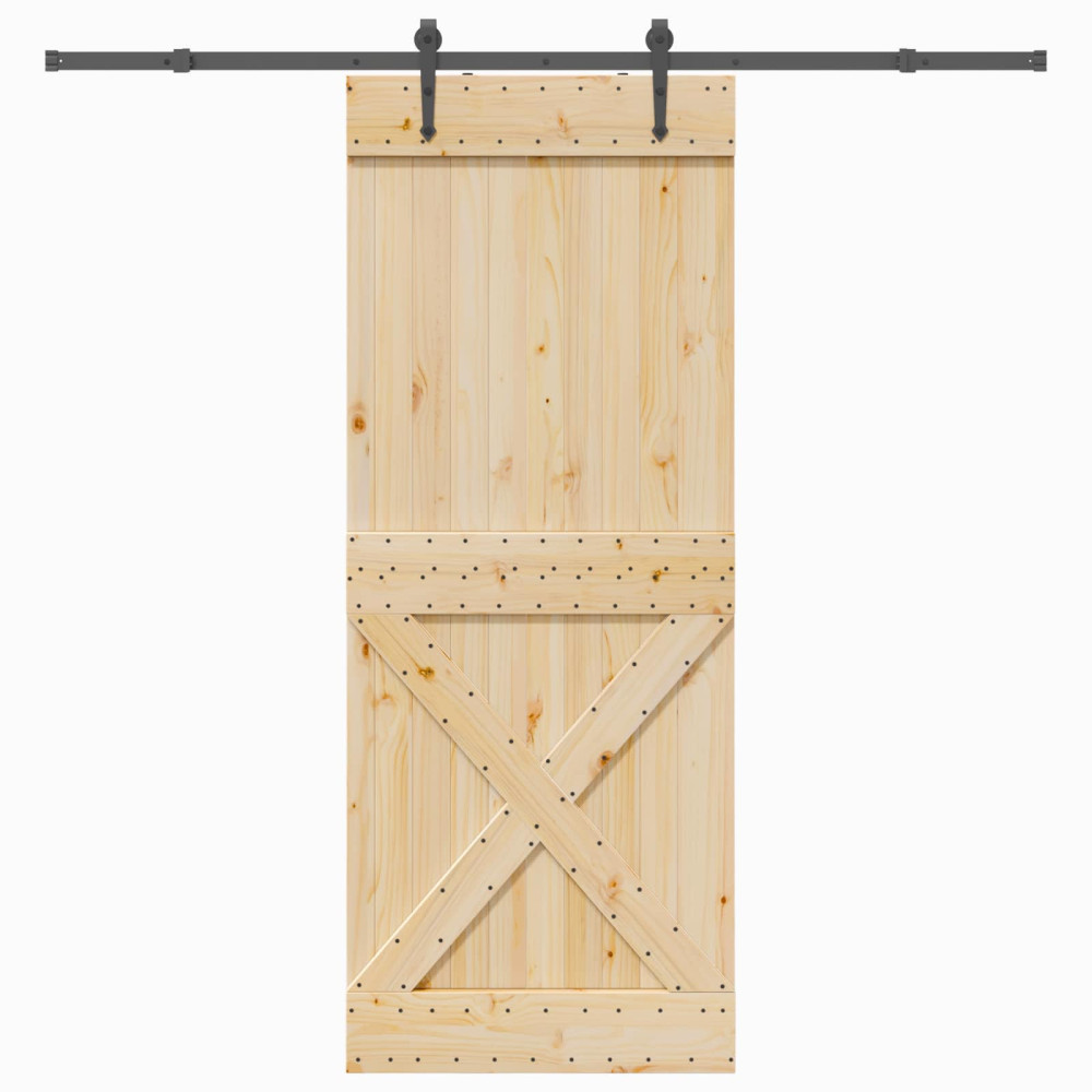 Produktbild för Skjutdörr NARVIK Naturlig och svart 90 x 210 cm (213,5 cm)