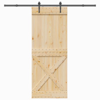Produktbild för Skjutdörr NARVIK Naturlig och svart 90 x 210 cm (213,5 cm)