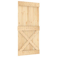 Produktbild för Skjutdörr NARVIK Naturlig och svart 95 x 210 cm (213,5 cm)