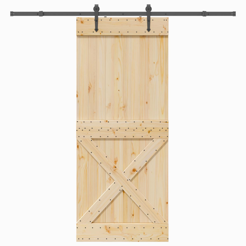 Produktbild för Skjutdörr NARVIK Naturlig och svart 95 x 210 cm (213,5 cm)