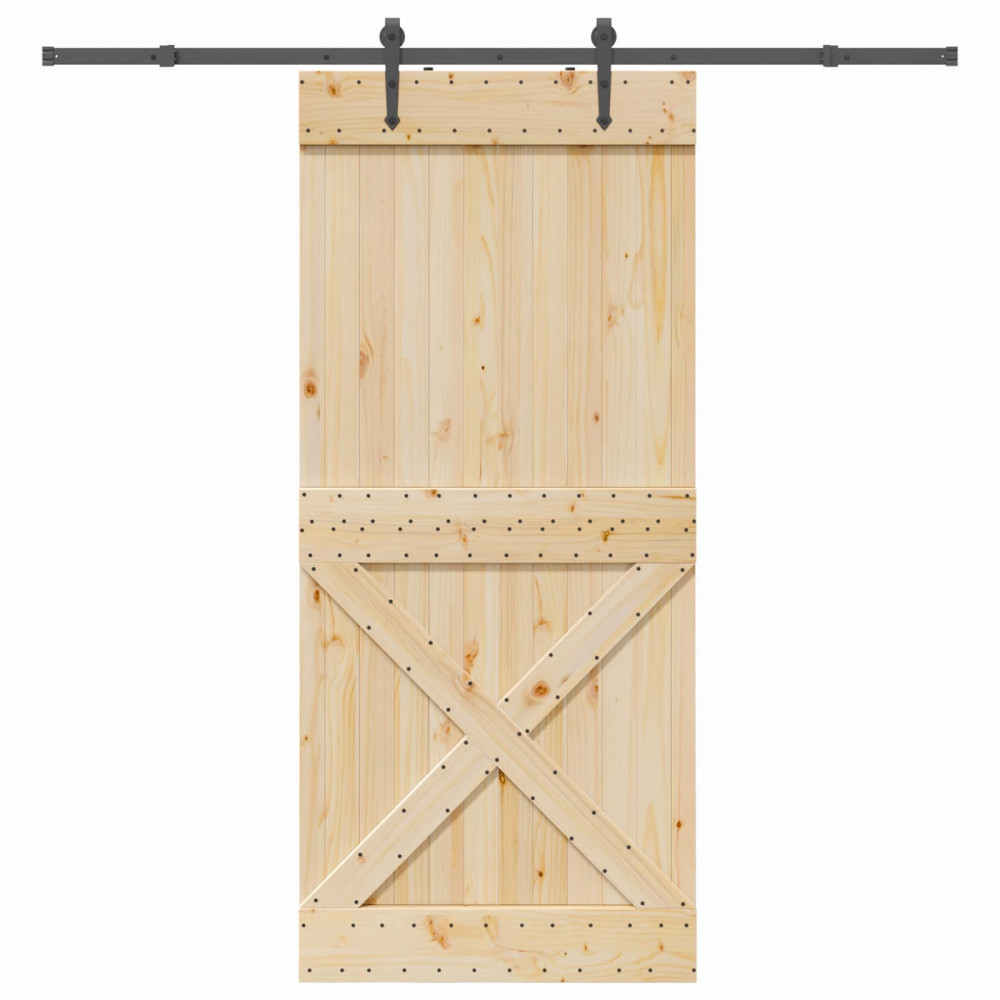 Produktbild för Skjutdörr NARVIK Naturlig och svart 100 x 210 cm (213,5 cm)