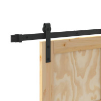 Produktbild för Skjutdörr Naturlig och svart 61 x 198,5 cm Massiv furu